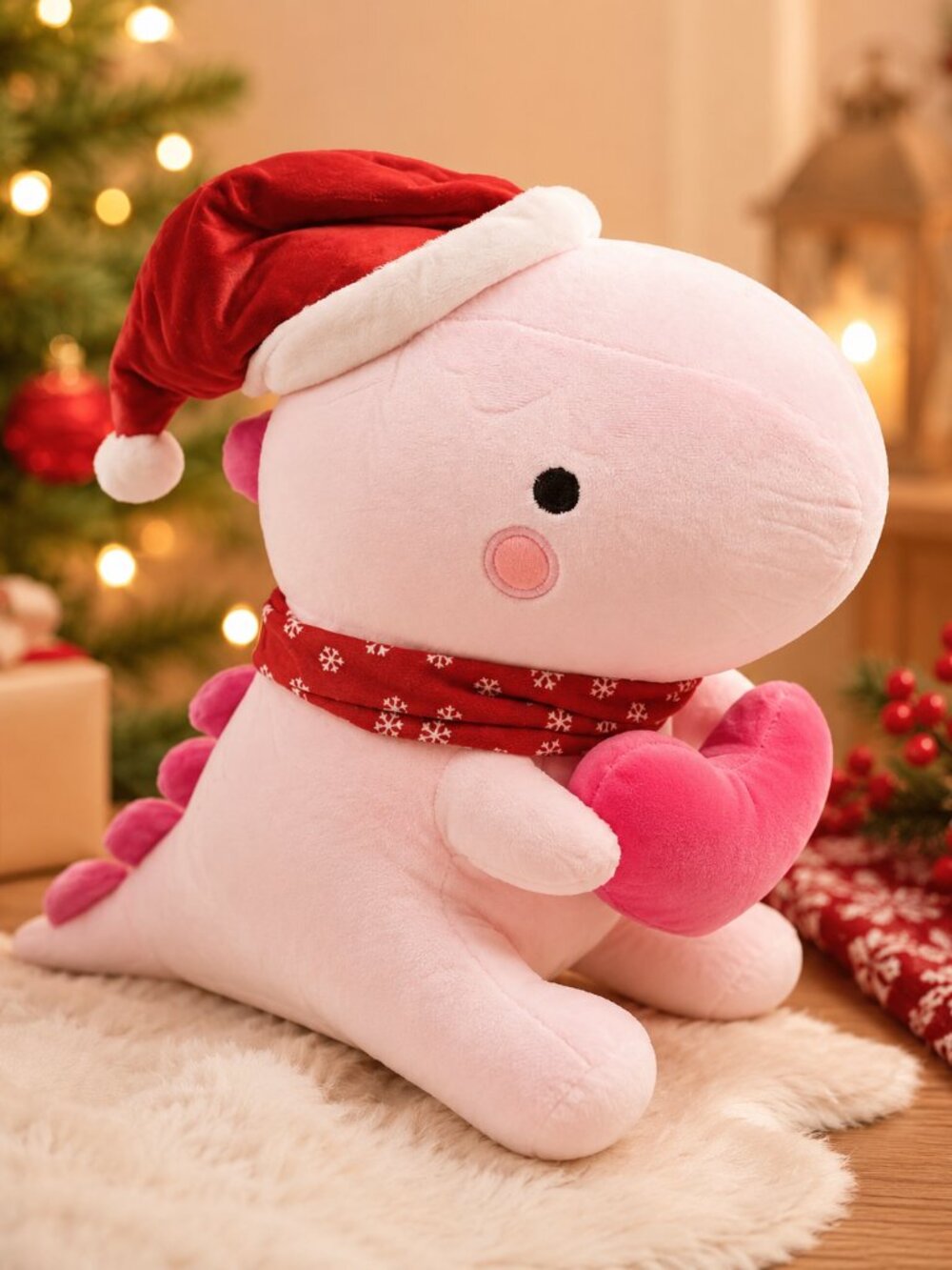 New Pink Dinosaur Plush Pillow 11" Heart Stuffed Animal
